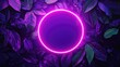 © Alexandr - Purple neon circle with green leaves