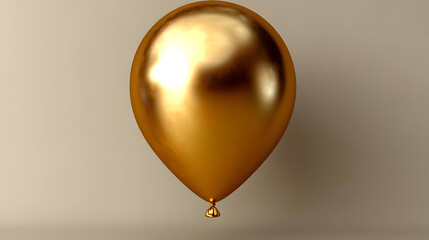 Poster - A shiny golden balloon floating against a neutral background.