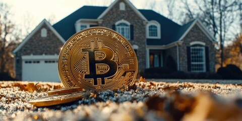 Wall Mural - Bitcoin outside house