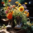 © Nastassia - Creative Floral Arrangement in Red Boots with Annual Blooms