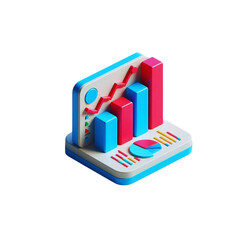 chart bars  3d render illustration.