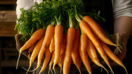 Wall Mural - Freshly harvested carrots