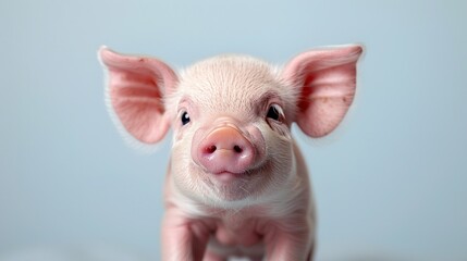 Wall Mural - A cute piglet with a pink snout and soft ears