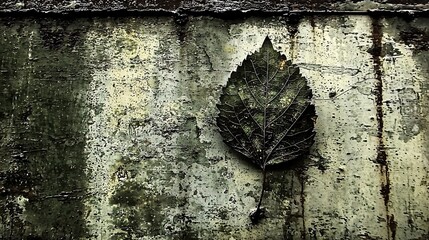 Single Leaf on Weathered Surface