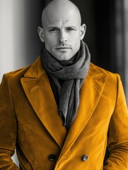 Canvas Print - Man in yellow jacket and scarf