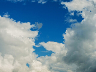 Blue cloudy sky. Nature background for design purpose and replacement. Heaven concept.