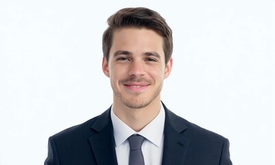 Sticker - Portrait of a happy young businessman, isolated on white background.