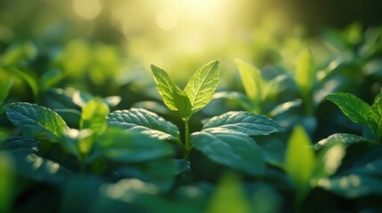 Poster - Sunlight Shining Through Green Leaves