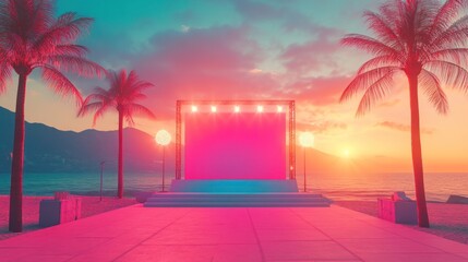 Canvas Print - Tropical Stage at Sunset