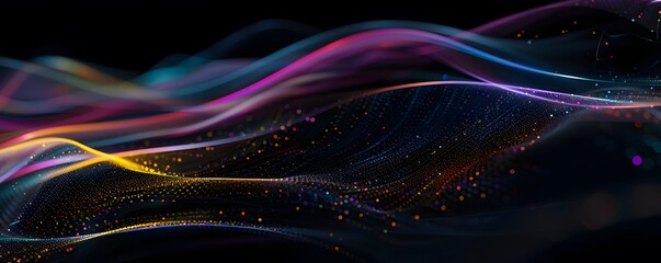 Abstract Background with Colorful Swirls and Glowing Dots