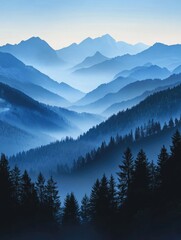 Wall Mural - Mountain Range with Trees