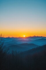 Wall Mural - Sunset over mountain range