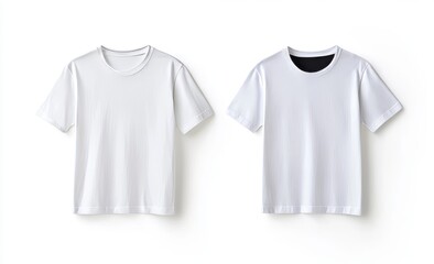 White t-shirt template, front and back, isolated on a white background