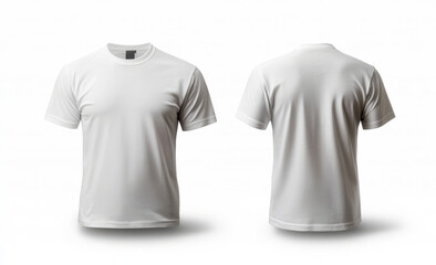 White t-shirt template, front and back, isolated on a white background