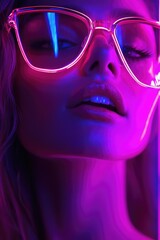 Sticker - Woman with Neon Glasses and Light