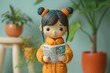 © jinna - Adorable clay woman reading a newspaper full body   047 child, boy, baby, toy, kid, childhood, fun, playing, toddler, people, doll, children, play, smile, person, little, joy, happiness, smiling, smal