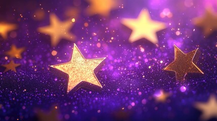 Poster - Close up of stars on purple background