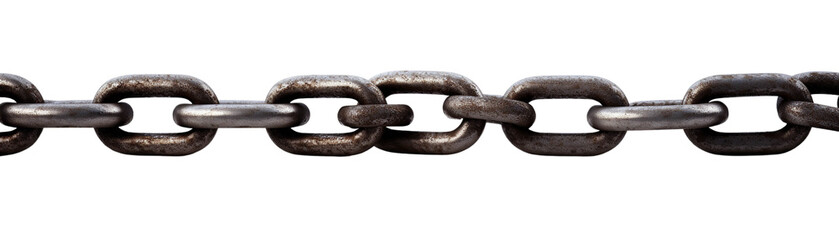 a close-up view of a sturdy metal chain with a weathered finish, ideal for industrial or security th