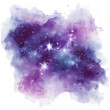 © Ascents - Purple Starry Galaxy Sky, Splash Watercolor Illustration, Transparent Background