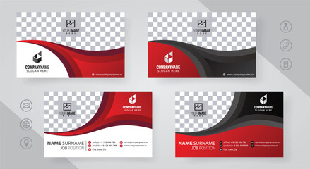 Wall Mural - Set of red and black Modern Corporate Business Card Design Templates, vector eps 10