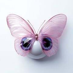 Poster - A butterfly shaped glass ball with a pair of blue eyes, AI