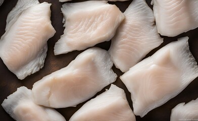 Wall Mural - Fresh raw cod fillet, perfect for preparing meals. This high-quality fish is ideal for cooking, offering a mild flavor and versatile texture for various recipes.