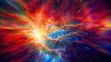 Leinwandbilder - Flight to the stars at the speed of light. Portal for hyperspace jump. Colorful glowing cosmic background. Hyper Speed teleport. Time warp. Space traveling. Explosion in universe. Big bang. 3d render