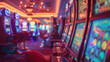© Sudhindra - Inside shot of a casino with colorful lighting around.  casino machines, blurred background, vibrant bokeh lights.