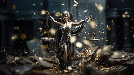 Canvas Print - Lady Justice Statue Temple