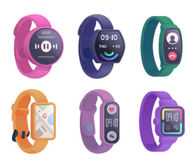 Wall Mural - smartwatches. different fitness trackers for active people smart devices ui templates exact vector i