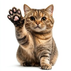 Poster - The shorthair cat sits on a transparent background and looks in front of it, isolated from the background