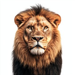 Wall Mural - White background with lion's face isolated