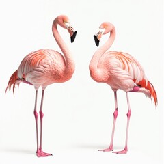 Wall Mural - An isolated image of two flamingos on a transparent background