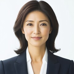 Wall Mural - Isolated PNG cutout of a smiling Japanese businesswoman on a transparent background