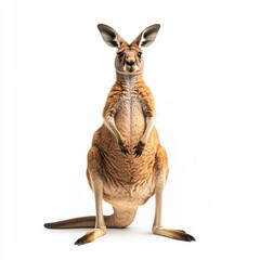 Wall Mural - Full body portrait of a kangaroo on transparent background, standing in front of you