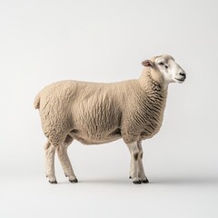 Wall Mural - Detailed portrait of a sheep, isolated on a transparent background, showing the whole body