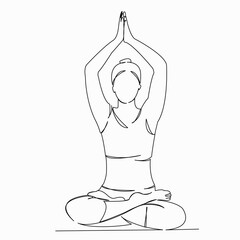 Wall Mural - One continuous single drawn line art doodle yoga, exercise, pose, female, people, asana. isolated image hand-drawn contour on a white background