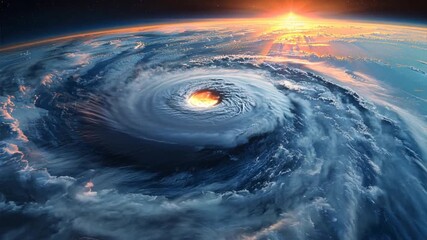 Wall Mural - eye of the storm: earth's fury unveiled: a breathtaking aerial view of a powerful hurricane, its eye