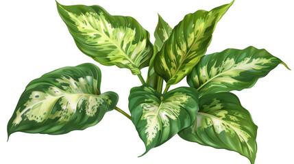 Green Dieffenbachia Plant with Variegated Leaves