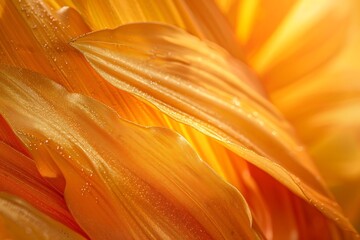 Canvas Print - Close Up of Yellow Flower Petals with Dew Drops - Photo