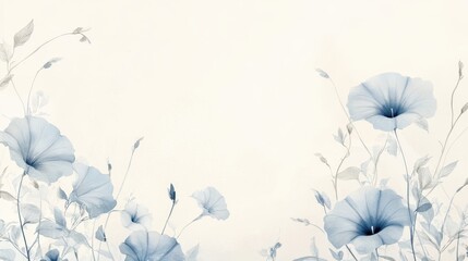 Wall Mural - a serene floral design featuring blue flowers against a light background.
