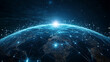 © AS Studio - A futuristic digital globe with glowing network connections, surrounded by data points representing global communication and technological advancements in the cyber world
