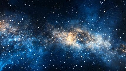 Wall Mural - Blue cosmic nebula in deep space. Galaxy exploration and universe beauty. Moving through outer space. Banner, poster, wallpaper. Science fiction