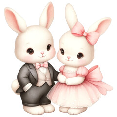 Wall Mural - A cute couple of bunnies isolated 