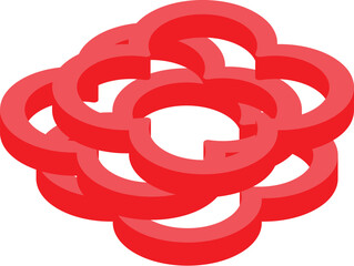 Poster - Red 3d rings are interlocking, forming an abstract shape against a white background