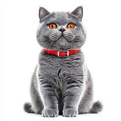 British shorthair kitten closeup, isolated on transparent background, funny