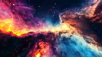 Wall Mural - Colorful cosmic nebula in deep space. Galaxy exploration and universe beauty. Moving through outer space. Banner, poster, wallpaper. Science fiction