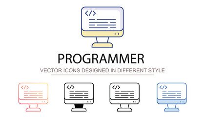 Programmer icon design with white background stock illustration