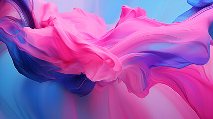 Wall Mural - A vibrant blend of swirling pink, red, and blue hues in an abstract fluid art composition, perfect for dynamic and creative backgrounds