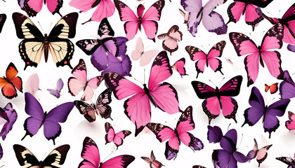 Wall Mural - seamless background with butterflies